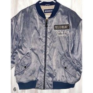 Mixed Blues Men’s Medium‎ Vintage "Flying for Freedom" Long Sleeve Bomber Jacket